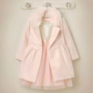 JANIE and JACK Ballet Pink Faux Fur Trimmed Jacket Center Stage | Size 18-24M